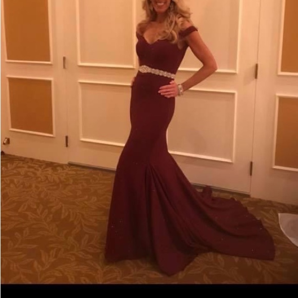 Gorgeous burgundy, sparkly Sherri Hill gown